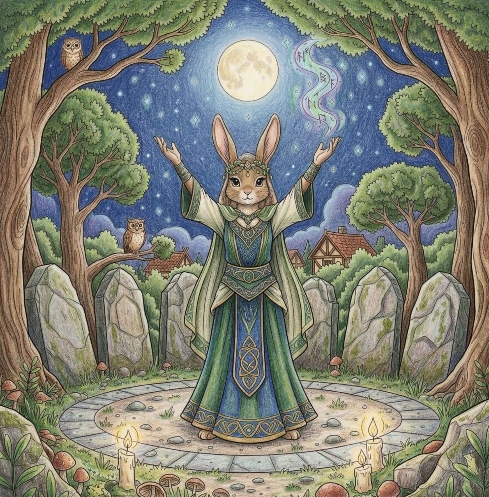 Lapin mage colorié